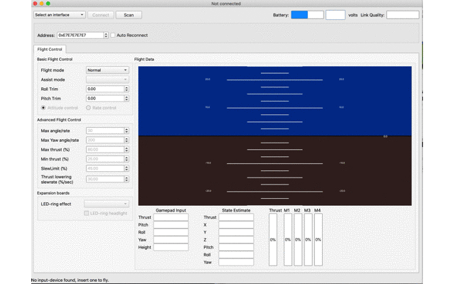Connect to Crazyflie using `cfclient` UI cfclient_config_1